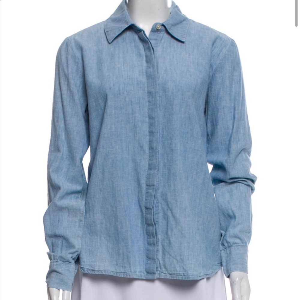 FRAME linen chambray top.